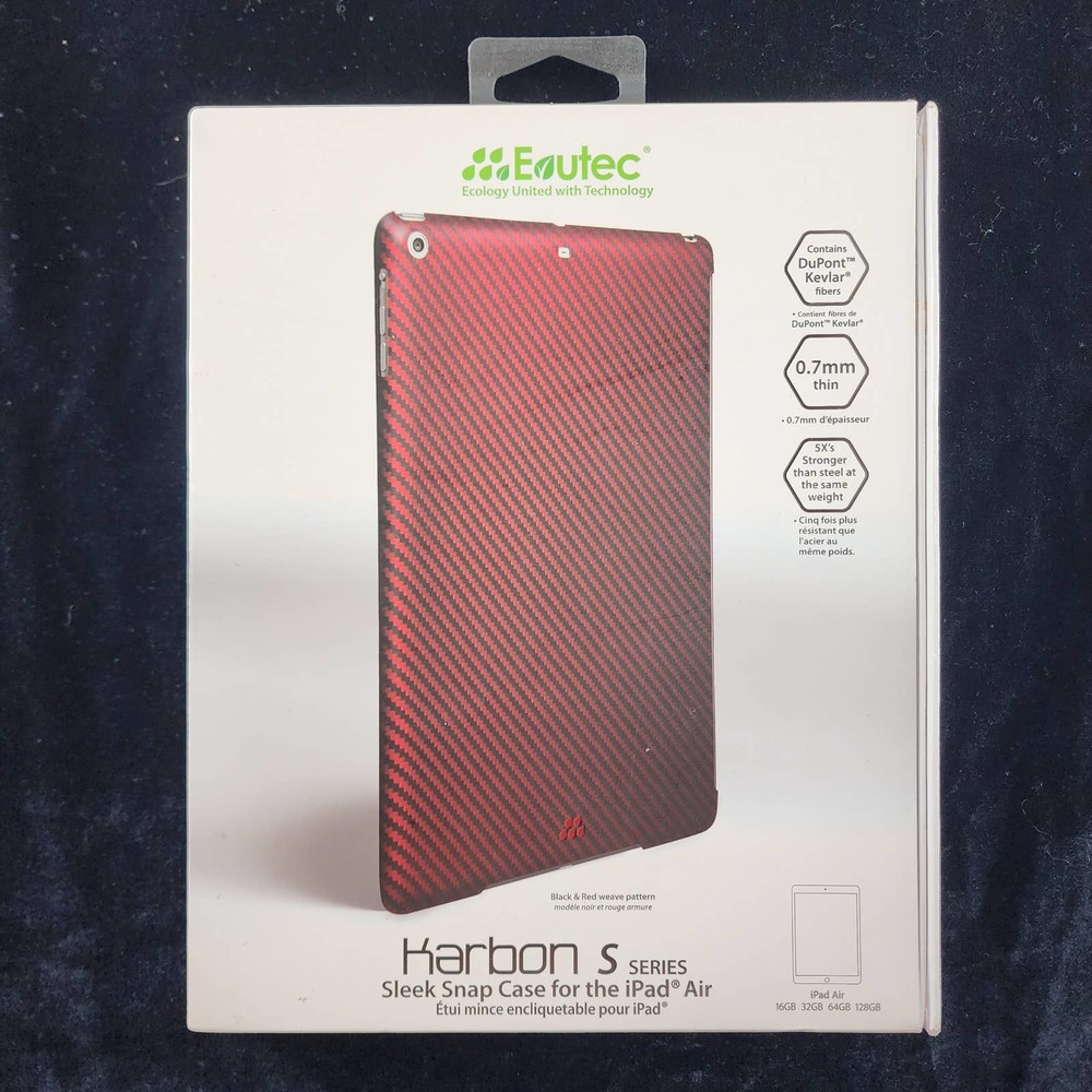 Evutec iPad Air Case BRAND NEW Black Red Pattern Sleek Snap Case Karbin S Series